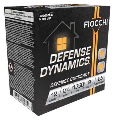 Fiocchi 12EX9P Defense Dynamics Defense Buckshot 12 Gauge 2.75″ 25 Per Box