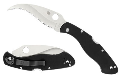 Spyderco C12GS Civilian CLIPIT 4.09″ Folding Serrated Satin VG-10 SS Blade/ Black Textured G10 Handle Includes Pocket Clip