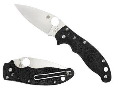 Spyderco C101PBK2 Manix 2 Lightweight 3.37″ Folding Plain Satin CTS BD1 SS Blade/Black Bi-Directional Texturing FRCP Handle Includes Pocket Clip