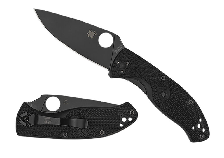 Spyderco Lightweight Tenacious Folding Knife 3.39" Black Oxide Plain Blade, Black FRN Handles, Liner Lock - C122PBBK