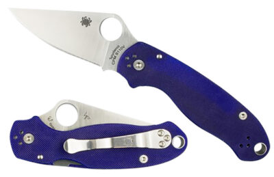 Spyderco C223GPDBL Para 3  2.95″ Folding Plain Satin CPM S110V Blade/Dark Blue Textured G10 Handle Includes Pocket Clip