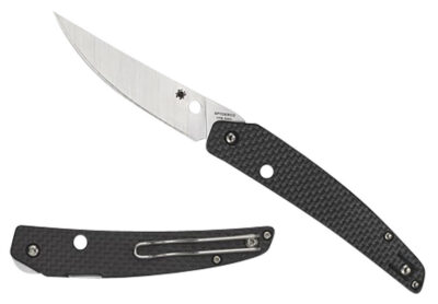 Spyderco C242CFP Ikuchi  3.26″ Folding Plain CPM S30V SS Blade/Black Textured Carbon Fiber/G10 Handle Includes Pocket Clip