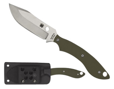 Spyderco FB49GPOD Stok  2.95″ Fixed Bowie Plain Stonewashed 8Cr13MoV SS Blade/Olive Drab Textured G10 Handle Includes Sheath w/G-Clip