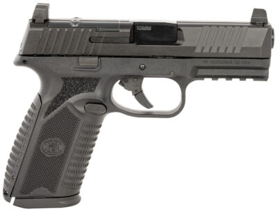 FN 66101379 510 MRD Full Size 10mm Auto 15+1, 4.10″ Black Target Crown Steel Barrel, Black PVD Optic Cut/Serrated Steel Slide & Polymer Frame w/Picatinny Rail, Ambidextrous