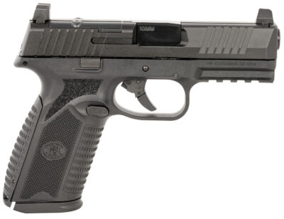 FN 66101381 510 MRD Full Size 10mm Auto 10+1, 4.10″ Black Target Crown Steel Barrel, Black PVD Optic Cut/Serrated Steel Slide & Polymer Frame w/Picatinny Rail, Ambidextrous