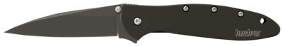 Kershaw 1660CKT Leek  3″ Folding Modified Drop Point Plain Black DLC 14C28N Steel Blade Black DLC 410 Stainless Steel Handle Includes Pocket Clip