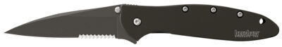 Kershaw 1660CKTST Leek  3″ Folding Modified Drop Point Part Serrated Black DLC 14C28N Steel Blade Black DLC 410 Stainless Steel Handle Includes Pocket Clip