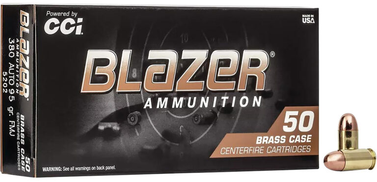 CCI 5202 Blazer Brass 380 ACP 95 gr Full Metal Jacket (FMJ) 50 Bx/ 20 Cs