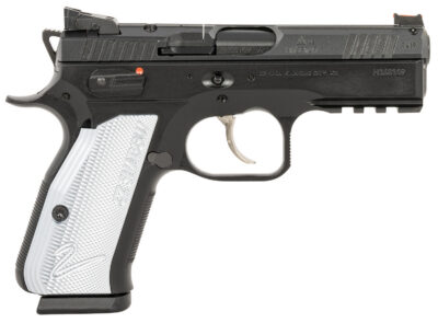 CZ-USA 91252 Shadow 2  Compact Frame 9mm Luger 15+1, 4″ Black Steel Barrel, Black Nitride Serrated Steel Slide, Black Steel Frame w/Beavertail & Picatinny Rail, Ambidextrous
