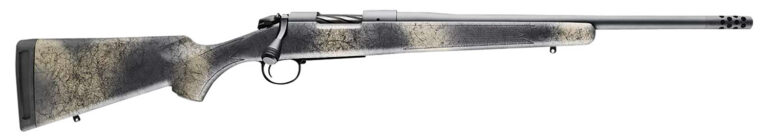 Bergara Rifles B14LM5113 B-14 Wilderness Ridge 7mm PRC 3+1 22" Threaded, Sniper Gray Cerakote Barrel/Rec, SoftTouch Woodland Camo Synthetic Stock, Omni Muzzle Brake