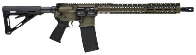 Black Rain Ordnance BROWTPBGB Spec 15+ We The People 5.56x45mm NATO 30+1 16″, Green Battleworn with Deep Engraving, 15″ Slim M-LOK, Magpul Grip/Carbine Stock, Castle Flash Hider