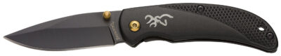 Browning 3220340 Prism 3  2.88″ Drop Point Plain Aluminum Black Handle Folder