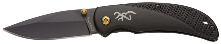 Browning 3220340 Prism 3  2.88" Drop Point Plain Aluminum Black Handle Folder