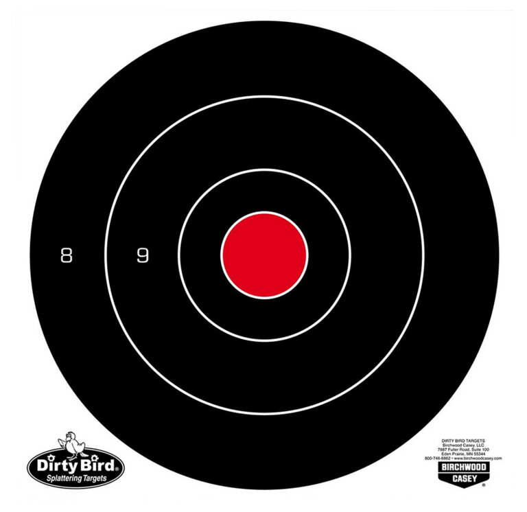 Birchwood Casey 35825 Dirty Bird 8" Bullseye Tagboard Hanging Black/White 25 Per Pkg