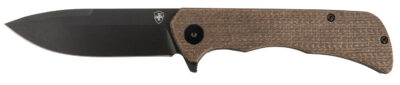 Templar Knife PFMBN321 Paladin  3.27″ Folding Drop Point Plain Black Powder Coated D2 Steel Blade, 4.40″ Brown Micarta Handle