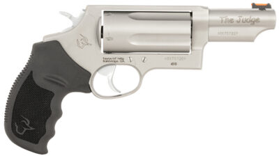 Taurus 24410P39T Judge T.O.R.O. Compact Frame 45 Colt (Long Colt)/410 Gauge 5rd 3″ Matte Stainless Steel Barrel, Cylinder & Frame, Black Rubber Grip, Transfer Bar Safety, Exposed Hammer, Optics Ready