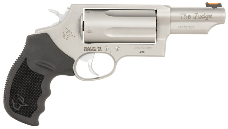 Taurus 24410P39T Judge T.O.R.O. Compact Frame 45 Colt (Long Colt)/410 Gauge 5rd 3" Matte Stainless Steel Barrel, Cylinder & Frame, Black Rubber Grip, Transfer Bar Safety, Exposed Hammer, Optics Ready