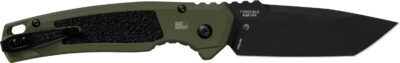 Kershaw 71050LBLK Launch 16 Automatic 3.45″ Folding Tanto Plain Black Cerakote CPM M4 Blade, Olive Cerakote w/Black Oxide Hardware Aluminum Handle, Includes Pocket Clip