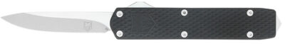 CobraTec Knives MNBLKMGEN2DNS Mini Mamba Gen II 2.25″ OTF Plain Stonewashed D2 Steel Blade, 3.38″ Black Textured Anodized Aluminum Handle