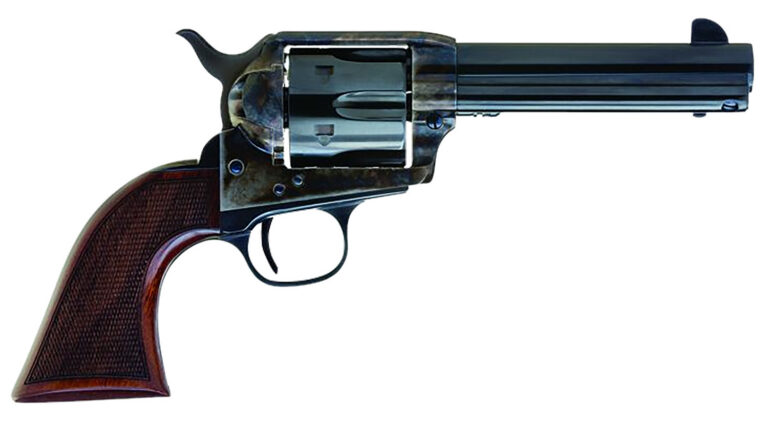 Cimarron AR410 Arizona Ranger  45 Colt (LC) 6 Shot, 4.75" Blue w/Engraved "Arizona Ranger" Steel Barrel, Blued Cylinder, Color Case Hardened Steel Frame, Checkered Walnut Grip, Exposed Hammer