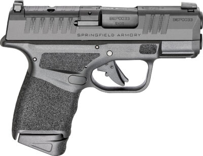 Springfield Armory HC9319BOSPCA Hellcat OSP *CA Compliant Micro-Compact Frame 9mm Luger 10+1, 3″ Black Melonite Hammer Forged Steel Barrel, Black Melonite Optic Ready/Serrated Steel Slide, Black Polymer Frame w/Picatinny Rail, Adaptive Textured Grip