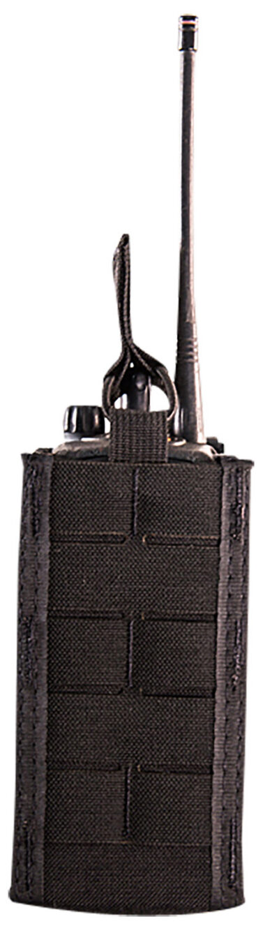 High Speed Gear 41RD00BK TACO Duty Radio Holder, Black Nylon with MOLLE Exterior & Bungee Pull Tongue, Fits MOLLE & 2″ Belt