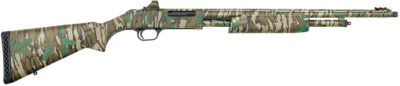 Mossberg 50133 500 Turkey Full Size 410 Gauge Pump 3″ 5+1 20″ Mossy Oak Greenleaf Vent Rib Barrel & Optics Cut Steel Receiver, Mossy Oak Greenleaf Synthetic Stock, Holosun 407K Red Dot