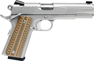 Savage Arms 67205 1911 Government 9mm Luger 10+1 5″ Stainless Steel Barrel, Serrated Stainless Steel Slide, Stainless Steel Frame w/Beavertail, Brown VZ Grip