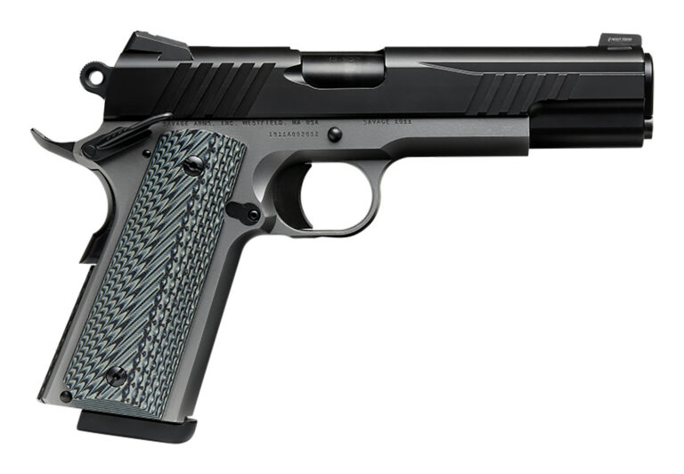 Savage Arms 67206 1911 Government 9mm Luger 10+1 5" Black Stainless Steel Barrel, Black Nitride Serrated Stainless Steel Slide, Stainless Steel Frame w/Beavertail, Black/Gray VZ Grip
