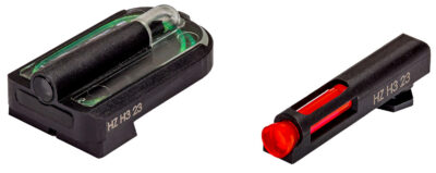 HiViz GLMFD21 FastDot  H3 Sight Set for Glock MOS Red Fiber Optic Front Sight-Green Tritium Rear Sight
