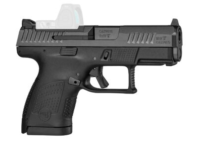 CZ-USA 01568 P-10 S  Sub-Compact Frame 9mm Luger 10+1 3.50″ Black Steel Barrel, Black Nitride Optic Ready/Serrated Steel Slide, Black Polymer Frame w/Picatinny Rail