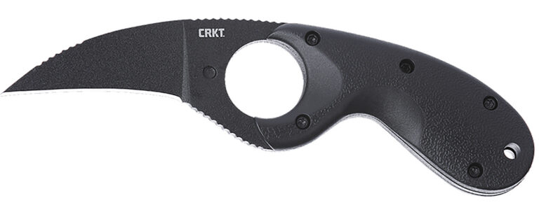 CRKT 2516K Bear Claw 2.39" Fixed Hawkbill Plain Black Powder Coated AUS-8A SS Blade, Black Textured GRN Handle