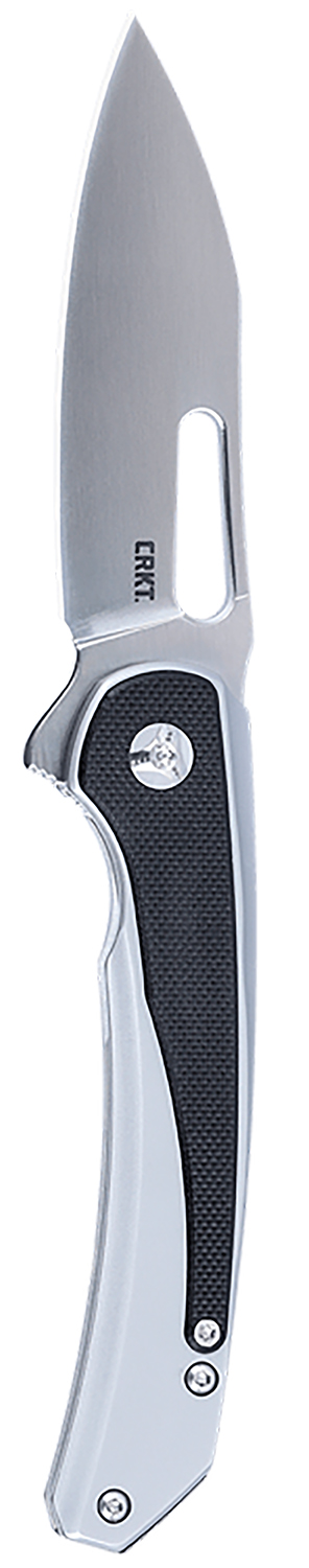 CRKT 6075 Padawan  3.01″ Folding Wharncliffe Plain Brushed Satin 14C28N Steel Blade, SS w/G10 Black Overlays Handle