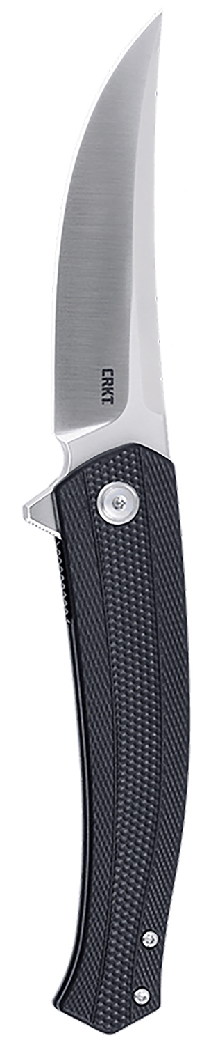 CRKT 7060 Persian  EDC 3.44″ Folding Trailing Point Plain Satin D2 Steel Blade, Black Textured GRN Handle