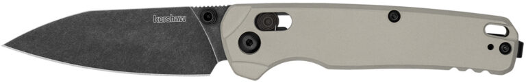 Kershaw 6105 USA-Made Bel Air DuraLock KVT Folding Knife 3.1" CPM-MagnaCut BlackWashed Drop Point Blade, Bright Nickel Cerakote Aluminum Handles, Reversible Deep Carry Clip, AXIS/Crossbar Lock
