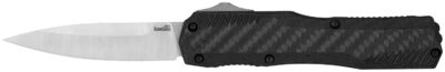Kershaw 9000CF Livewire  3.35″ OTF Dagger, Plain Black PVD CPM MagnaCut Steel Blade, Black Anodized Aluminum Handle