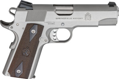 Springfield Armory PX9417S 1911 Garrison 9mm Luger 9+1 4.25″ Stainless Match Grade Barrel, Serrated Stainless Steel Slide & Frame w/Beavertail, Thinline Wood Grip