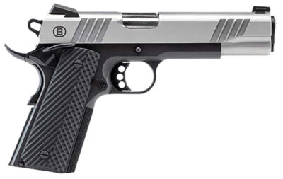 Bersa B19117050SBBK B1911  Full Size Frame 45 ACP 8+1 5″ Stainless Steel Barrel, Stainless Serrated Steel Slide, Black Stainless Steel Frame w/Beavertail, Black VZ Grip, Ambidextrous