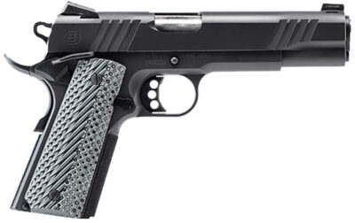 Bersa B19117050BBBB B1911 Onyx Full Size Frame 45 ACP 8+1 5″ Stainless Steel Barrel, Black Serrated Steel Slide, Black Stainless Steel Frame w/Beavertail, Gray VZ Grip, Ambidextrous