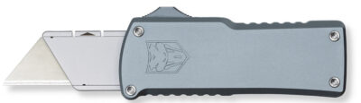 CobraTec Knives  Utility  OTF 3.38″ Gray Aluminum Handle