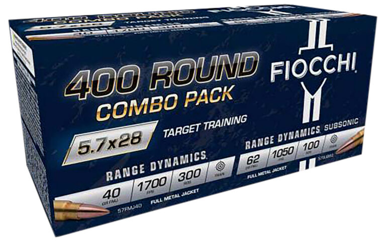 FIOCCHI 5.7X28 COMBO PACK 2 BOX 57SUB62 (50RDS PER) AND 2 BOX 57FMJ40 (150RDS PER) 57SUB62