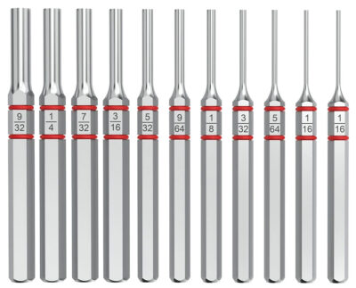 Real Avid AVAPKS Accu-Punch Standard Pin Punch Set Silver Steel Universal Firearm 11 Pieces