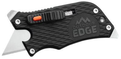 Outdoor Edge SWK30C SlideWinder  3.50″ Long, Plain Utility Blade, Black GNR/SS Handle, Screwdriver, Bottle Opener