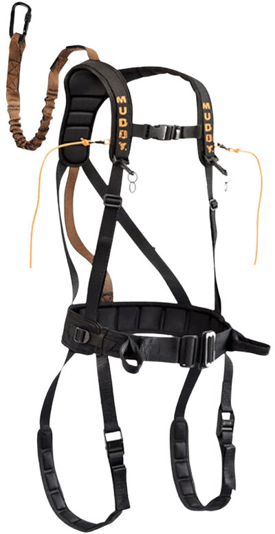 Muddy MUD-MSH400-XL The Safeguard Safety Harness Lightweight Padded Nylon, Max Waist 44″, 230-300 lbs. Capacity,  Cam Leg Buckles