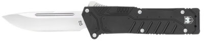 CobraTec Knives BLKSFDNS Special Forces  3.25″ OTF Drop Point Plain Satin D2 Steel Blade, 4.75″ Black Textured Anodized Aluminum Handle