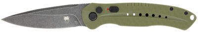 CobraTec Knives ODGDIABLOAUTO Diablo  3.50″ Folding Black Stonewashed D2 Steel Blade, 4.75″ OD Green Textured G10 Scales Handle
