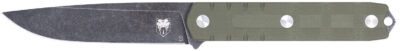 CobraTec Knives CTOWODGDNS Outdoor Warrior 4.50″ Fixed Drop Point Plain Stonewashed D2 Steel Blade, 4.75″ OD Green Textured G10 Scales Handle