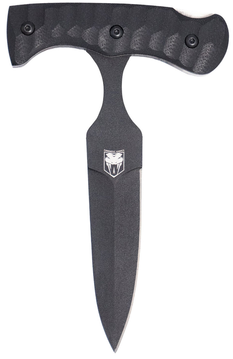 CobraTec Knives FG10PD Folding Push Dagger 2.88" Folding Dagger Plain Black D2 Steel Blade, 4.06" Black Textured G10 Scales Handle