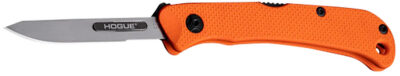 Hogue 35834 Expel  2.50″ Folding Scalpel Plain Satin High Carbon Steel Blade, Blaze Orange Textured G10 Scales/SS Handle