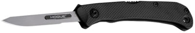 Hogue 35836 Expel  2.50″ Folding Scalpel Plain Satin High Carbon Steel Blade, Black Textured G10 Scales/SS Handle